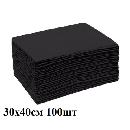 Салфетки 30х40см черная спанлейс, 40 г/м, 100 шт/упк.