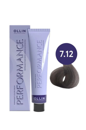 Ollin Performance крем-краска для волос 7/12 русый пепельно-фиолетовый 60мл
