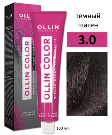 Ollin Color крем-краска для волос 3/0 темный шатен 100мл