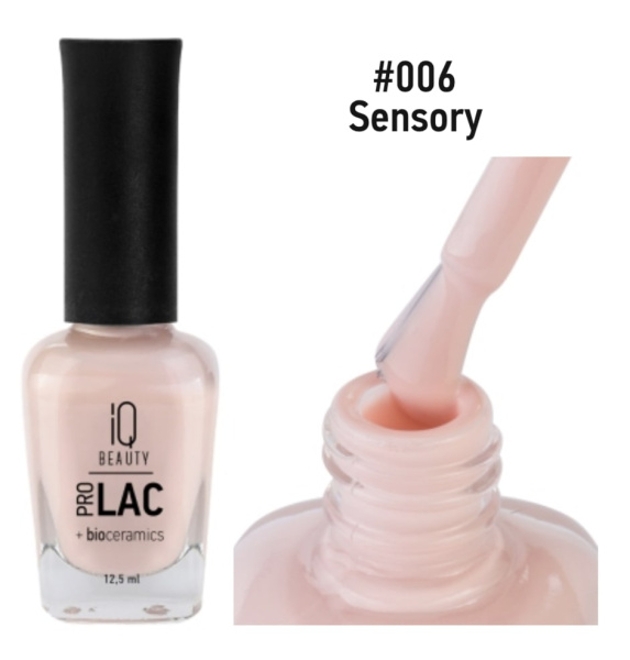 IQ Beauty Сolor ProLac+ Лак для ногтей укрепляющий с биокерамикой Sensory №006 12,5мл