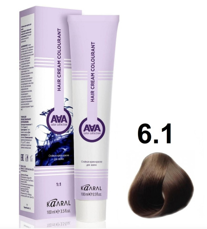 Kaaral AAA Крем-краска для волос 6/1 темно-пепельный блондин 100мл