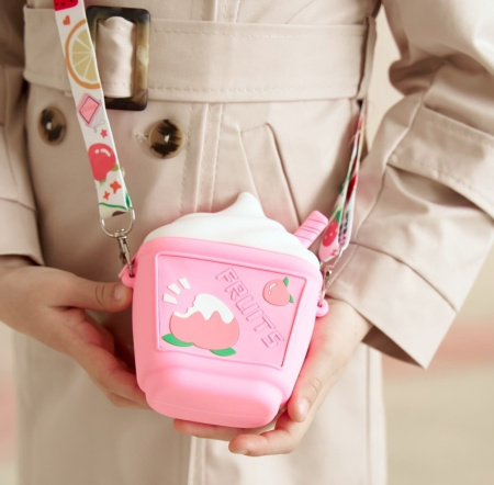 Y&M Детская силиконовая сумочка - кошелек кросс-боди Мороженое Fruits (Клубника)
