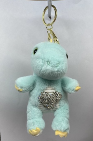 Y&M Брелок мягкая игрушка Динозавр голубой со стразами