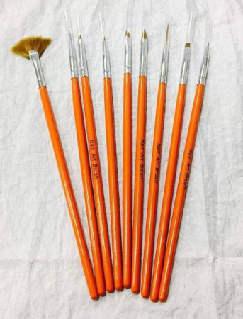Jieniya Набор кистей для дизайна ногтей 9шт длинная ручка, оранжевый