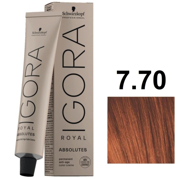 Schwarzkopf Igora Royal Absolute Крем-краска для волос 7/70 средний русый медный натуральный 60мл