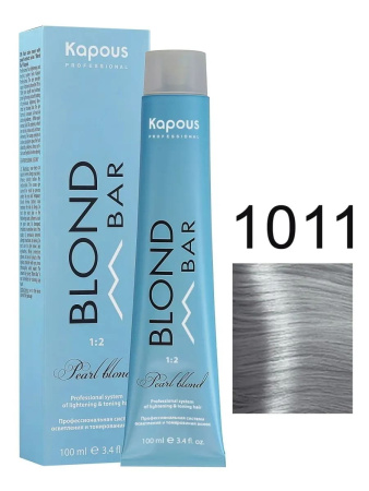 Kapous Professional Крем-краска для волос серии Blond Bar 1011 серебристый пепельный с экстрактом жемчуга, 100мл