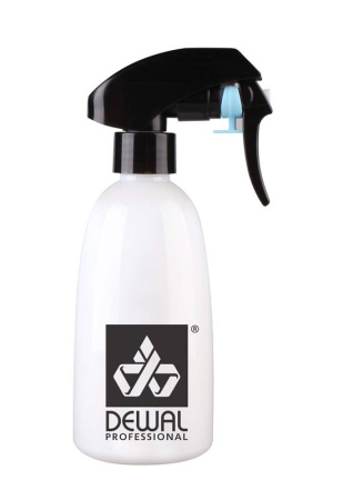 DEWAL Распылитель для волос парикмахерский пластиковый (пульверизатор для воды) с металлическим шариком внутри, белый 250мл
