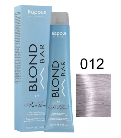 Kapous Professional Крем-краска для волос серии Blond Bar 012 ледяной жасмин с экстрактом жемчуга, 100мл