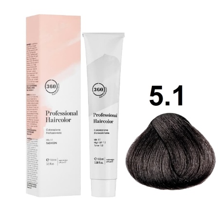 360 Professional Haircolor Крем-краска для волос 5/1 светло-коричневый пепельный 100мл