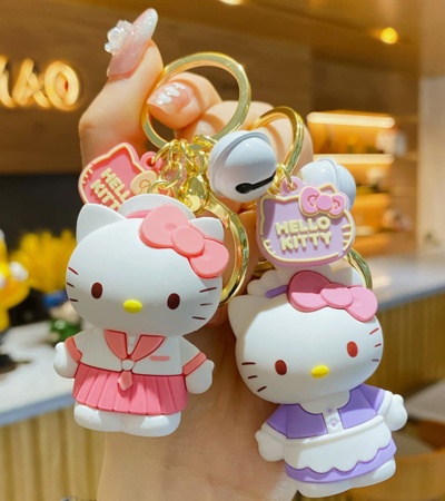 Y&M Брелок Хелло Китти фиолетовый с белым костюм (Hello)