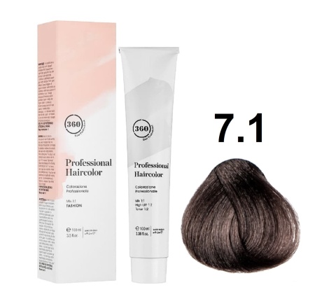 360 Professional Haircolor Крем-краска для волос 7/1 пепельный блондин 100мл