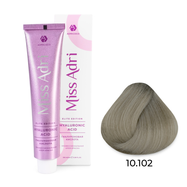Adricoco Miss Adri Elite Edition Крем-краска для волос 10/102 платиновый блонд пепельный жемчужный 100мл