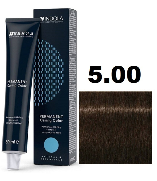 Indola Permanent Caring Color Крем-краска для волос 5/00 светлый коричневый интенсивный натуральный 60мл