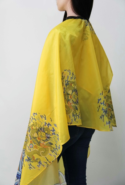 Пеньюар парикмахерский Dragon на резинке с крючками желтый,160х140см