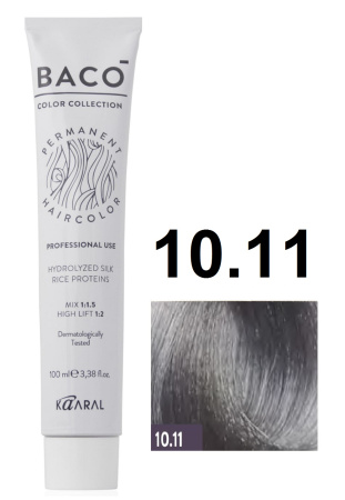 Kaaral Baco Permament Крем-краска для волос10/11 очень очень светлый блондин интенсивно-пепельный 100мл