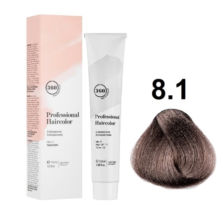 360 Professional Haircolor Крем-краска для волос 8/1 светлый пепельный блондин 100мл
