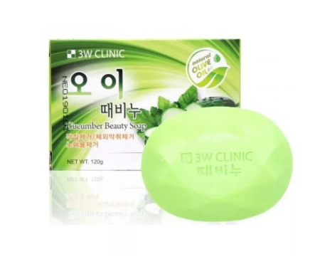 3W CLINIC Мыло туалетное с экстрактом огурца Cucumber beauty soap 120гр
