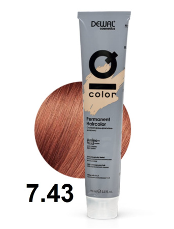 Dewal Cosmetics Крем-краска для волос IQ Color 7/43 медно-золотистый блондин, 90мл