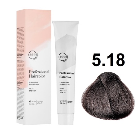 360 Professional Haircolor Крем-краска для волос 5/18 светлый каштан пепельно-коричневый 100мл