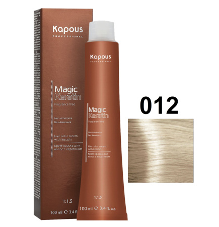 Kapous Professional Крем-краска Magic Keratin для окрашивания волос 012 бежевый холодный, 100мл
