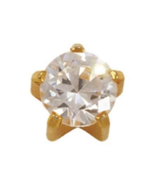 Studex Медицинские серьги для прокола ушей 100L (Ограненный циркон) покрытие позолота, крепление камня крапан, размер большой