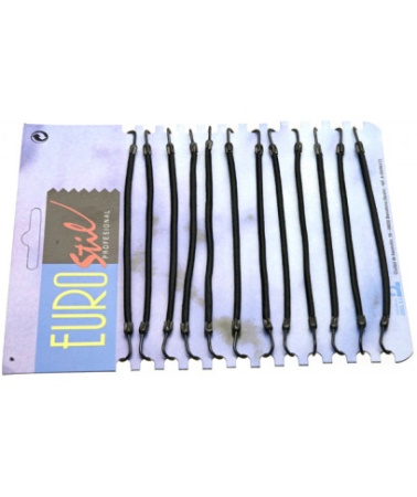 Резинка для волос EuroStile на крючках 12шт, черные (упаковка)