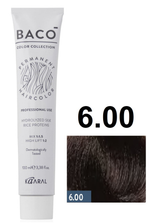 Kaaral Baco Permament Крем-краска для волос 6/00 темный блондин интенсивный 100мл