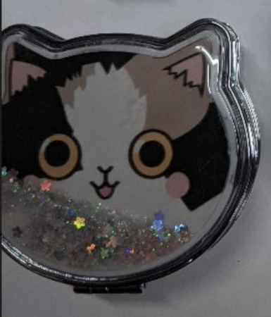 Зеркало карманное двухсторонее круглое (7,2см) кошка-2

