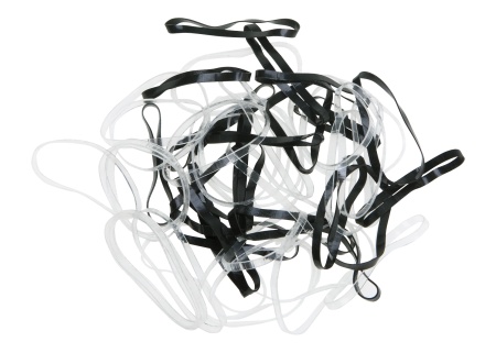 Резинки для волос Dewal силиконовые, черн./белые, midi (50 шт/уп)