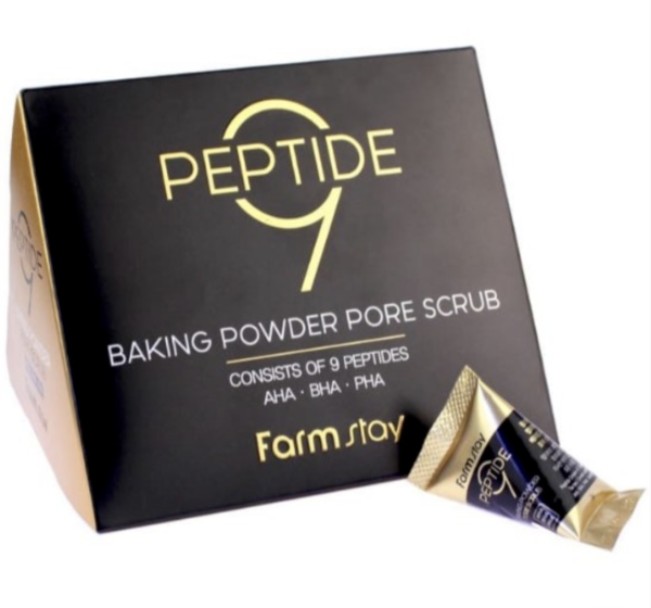 Скраб для лица очищения пор очищения пор с пептидами FarmStay Peptide 9 Baking Powder Pore Scrub 7гр