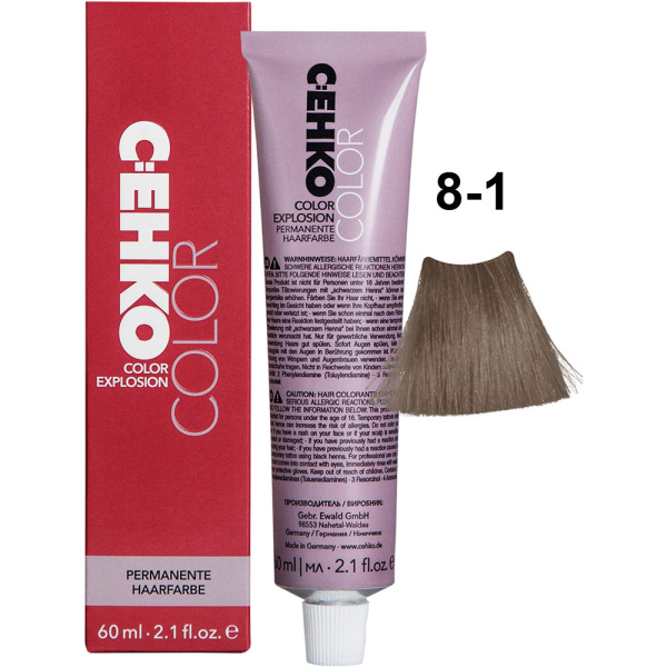 CEHKO Color Explosion крем-краска для волос 8/1 темно-перламутровый блондин 60мл