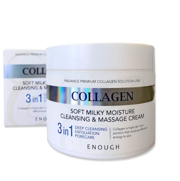 Enough крем массажный для тела и лица с коллагеном Soft Milky Moisture Cleansing & Massage Cream 3 in 300мл