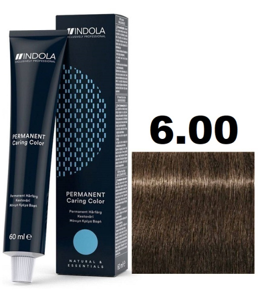 Indola Permanent Caring Color Крем-краска для волос 6/00 темный русый интенсивный натуральный 60мл