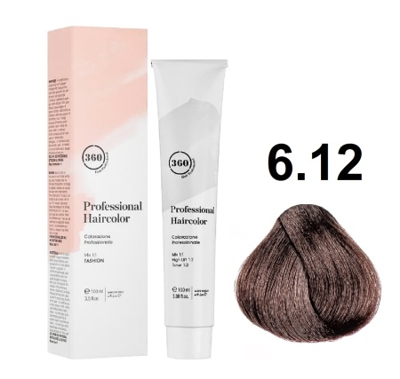 360 Professional Haircolor Крем-краска для волос 6/12 тёмный блондин пепельно-фиолетовый 100мл
