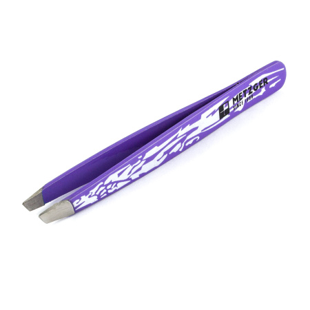 Metzger/Syndicut Пинцет для бровей прямой PT-359-РК, фиолетовый с орнаментом