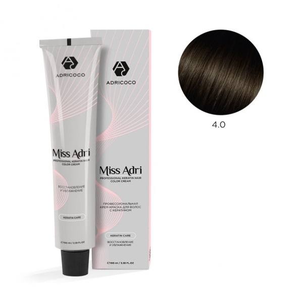 Adricoco Miss Adri Color Cream Крем-краска для волос 4/0 коричневый 100мл