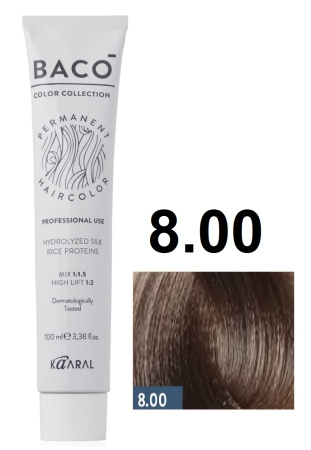 Kaaral Baco Permament Крем-краска для волос 8/00 светлый блондин интенсивный 100мл