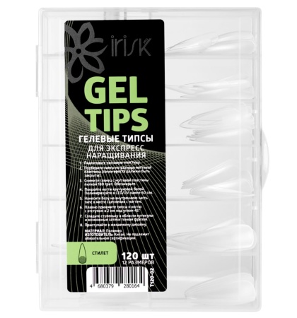 IRISK Типсы гелевые для экспресс наращивания стилет Gel Tips в боксе 120шт