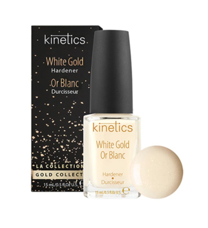 Kinetics Укрепитель для ногтей с золотым мерцанием White Gold (нежно-молочный) 15мл 