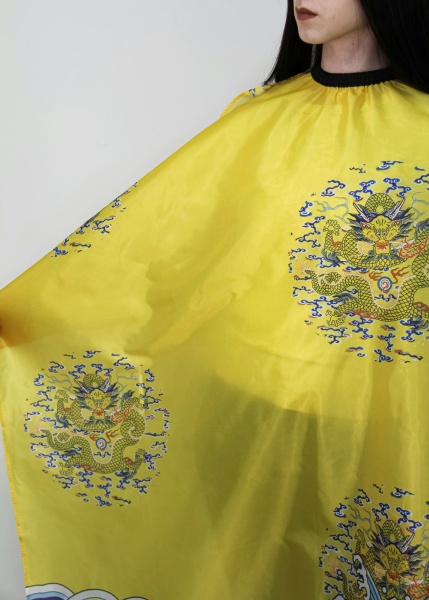 Пеньюар парикмахерский Dragon на резинке с крючками желтый,160х140см