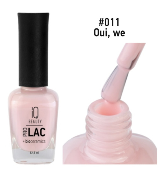 IQ Beauty Сolor ProLac+ Лак для ногтей укрепляющий с биокерамикой Oui, we №011 12,5мл