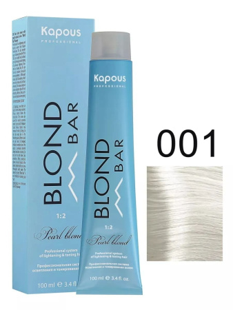 Kapous Professional Крем-краска для волос серии Blond Bar 001 снежная королева с экстрактом жемчуга, 100мл