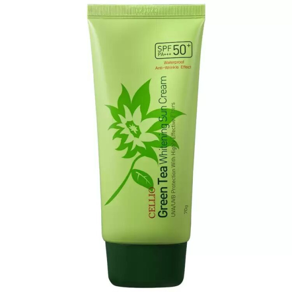 Cellio Cолнцезащитный крем водостойкий Green Tea Whitening Sun Cream  SPF50+ 70мл
