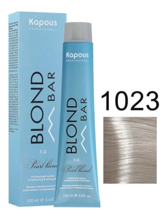 Kapous Professional Крем-краска для волос серии Blond Bar 1023 перламутровый золотистый с экстрактом жемчуга, 100мл