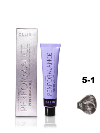 Ollin Performance крем-краска для волос 5/1 светлый шатен пепельный 60мл