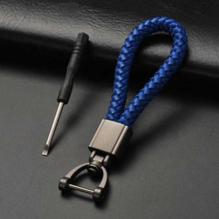 Брелок с плетеной ручкой, синий