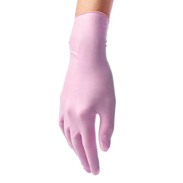 Перчатки нитриловые (M) Benovy розовые, 1 пара