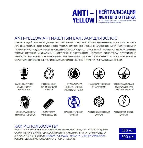 OLLIN ANTI-YELLOW бальзам