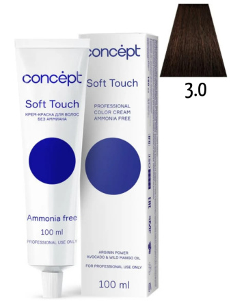 Concept Soft Touch крем-краска для волос 3/0 темный шатен 100мл