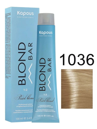 Kapous Professional Крем-краска для волос серии Blond Bar 1036 золотистый розовый с экстрактом жемчуга, 100мл